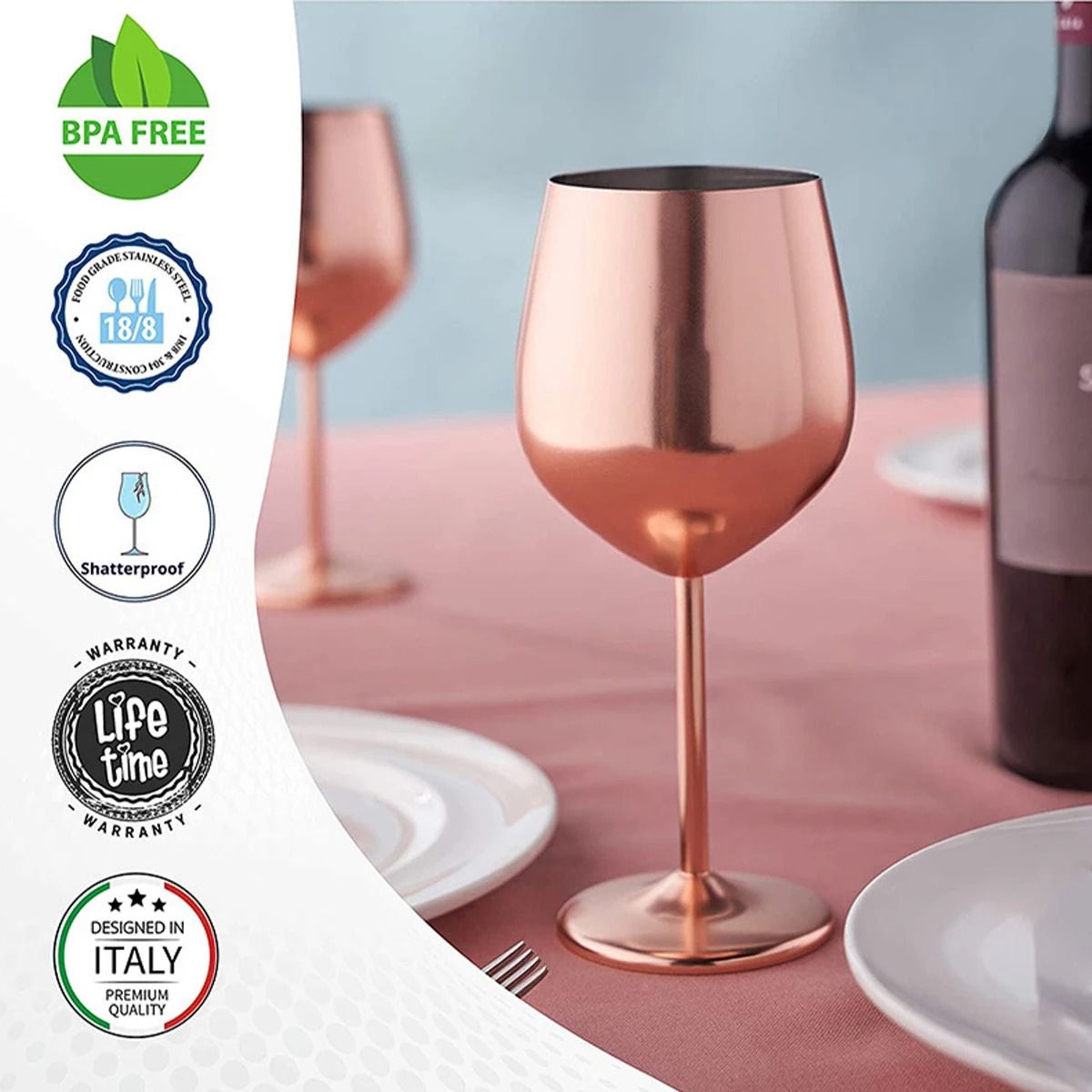 GENERICO - Copa de vino en acero dorado