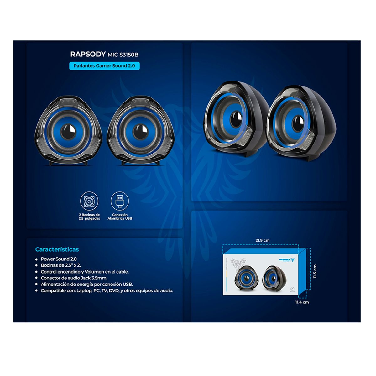 MICRONICS - Parlantes Micronics Rhapsody MIC S315B Azul