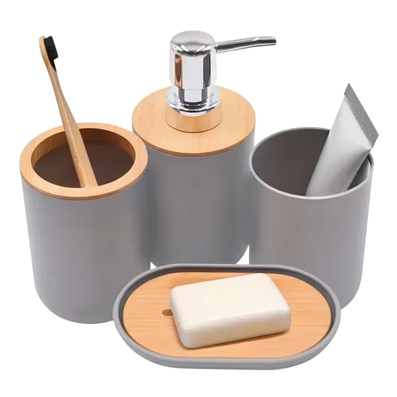 GENERICO - Set de Accesorios Para Baño x4 pzs - Color Gris