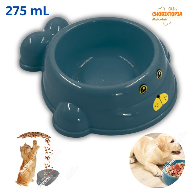 GENERICO - PLATO PARA PERROS Y GATOS LOBITO MARINO 275 mL COLOR ACERO