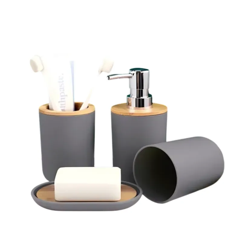 GENERICO - Kit de Accesorios x4 pzs Para Baño diseño moderno - Color Gris