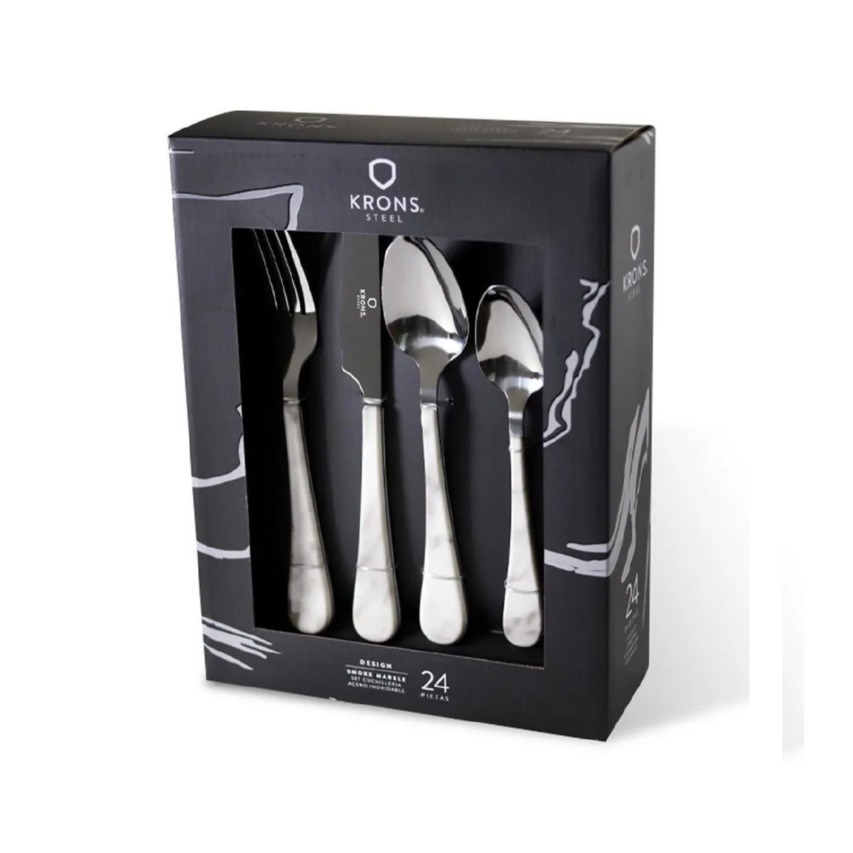 KRONS - Juego de cubiertos Krons 24 piezas smoke Marble