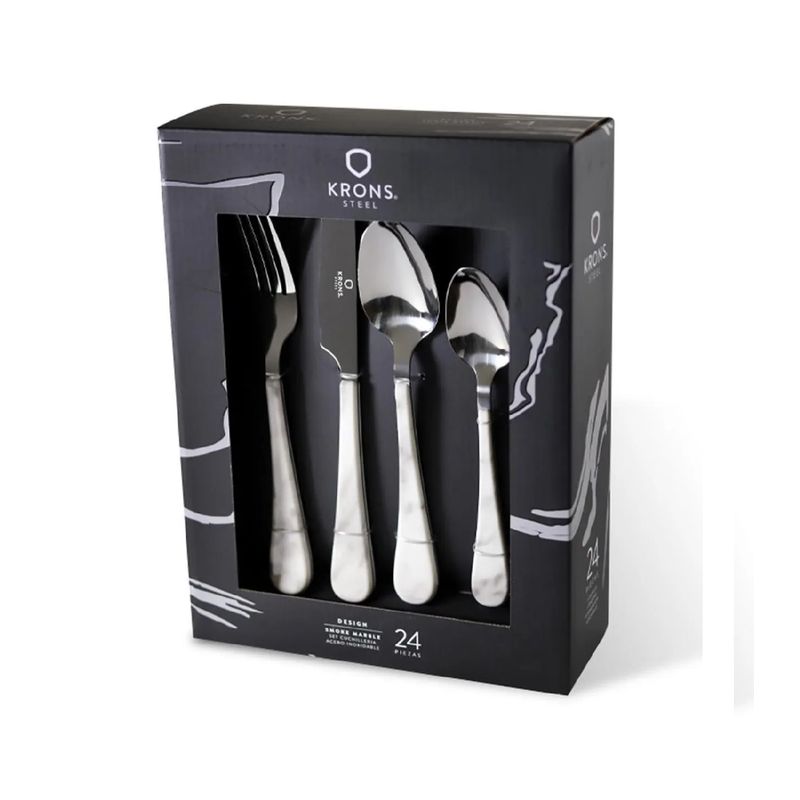 KRONS - Juego de cubiertos Krons 24 piezas smoke Marble