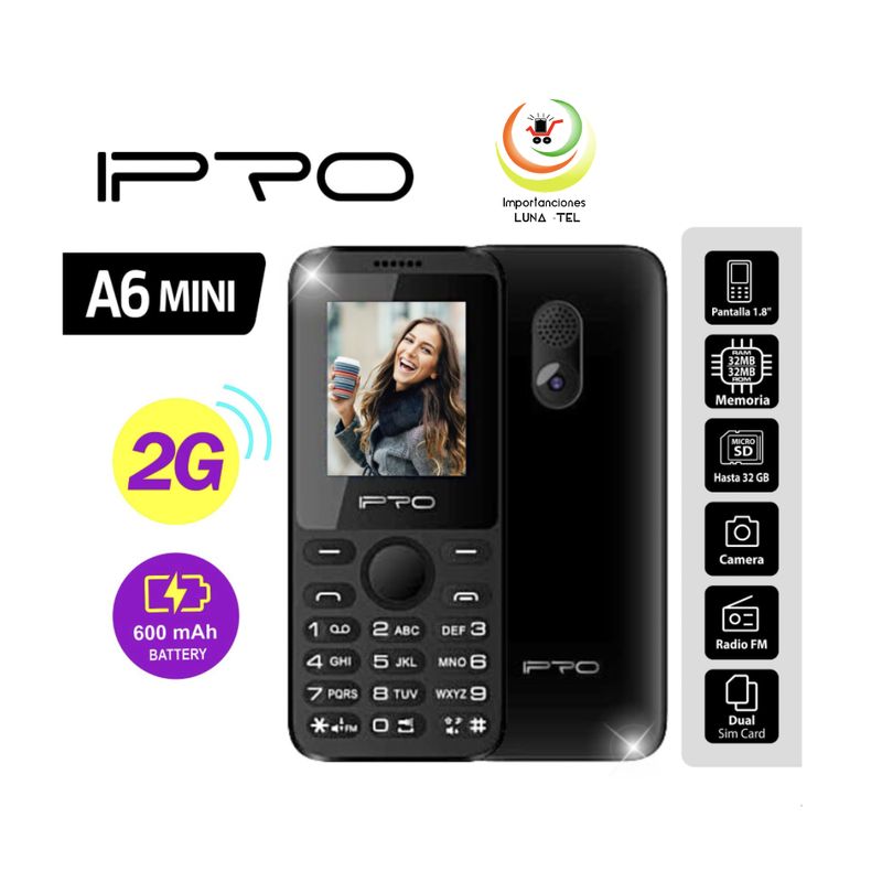 IPRO - CELULAR BASICO  IPRO A6 MINI  2G PANTALLA  1.8" Y CAMARA VGA