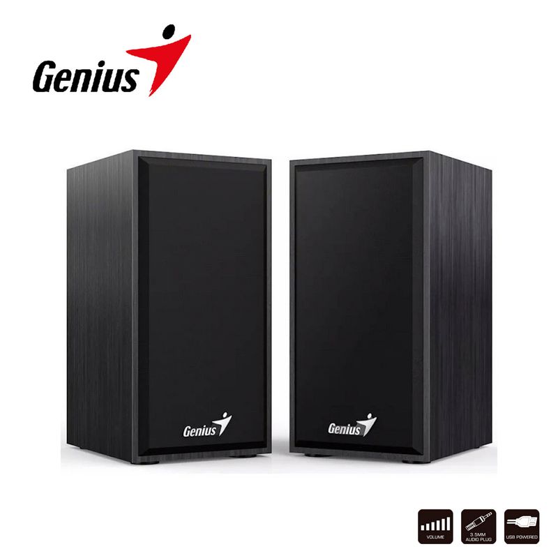 GENIUS - Parlantes Stereo Speakers Usb-Wooden 3.5 Mm Sp-Hf180 Negro