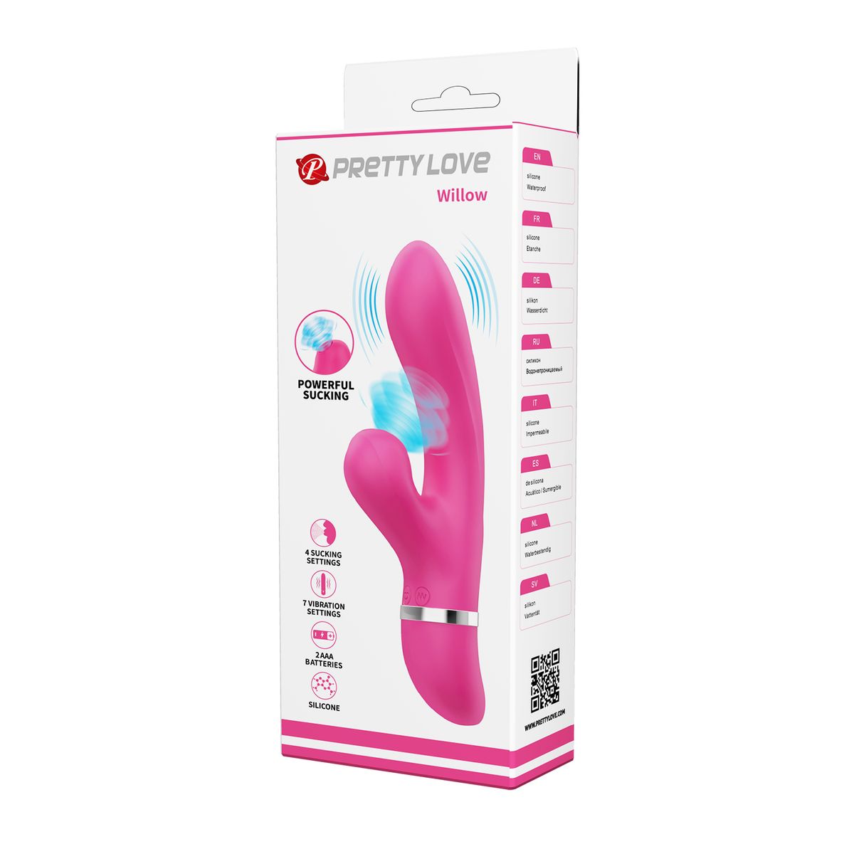 PRETTY LOVE - Vibrador Sexual Femenino 2 en 1 Succionador y Punto G Willow Silicona