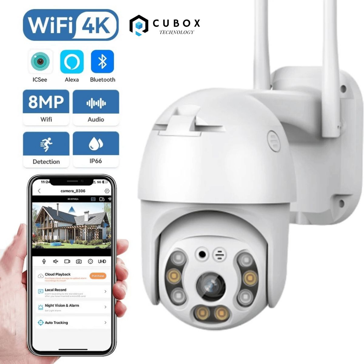 GENERICO - Camara IP Full HD Exterior WiFi Sensor Movimiento