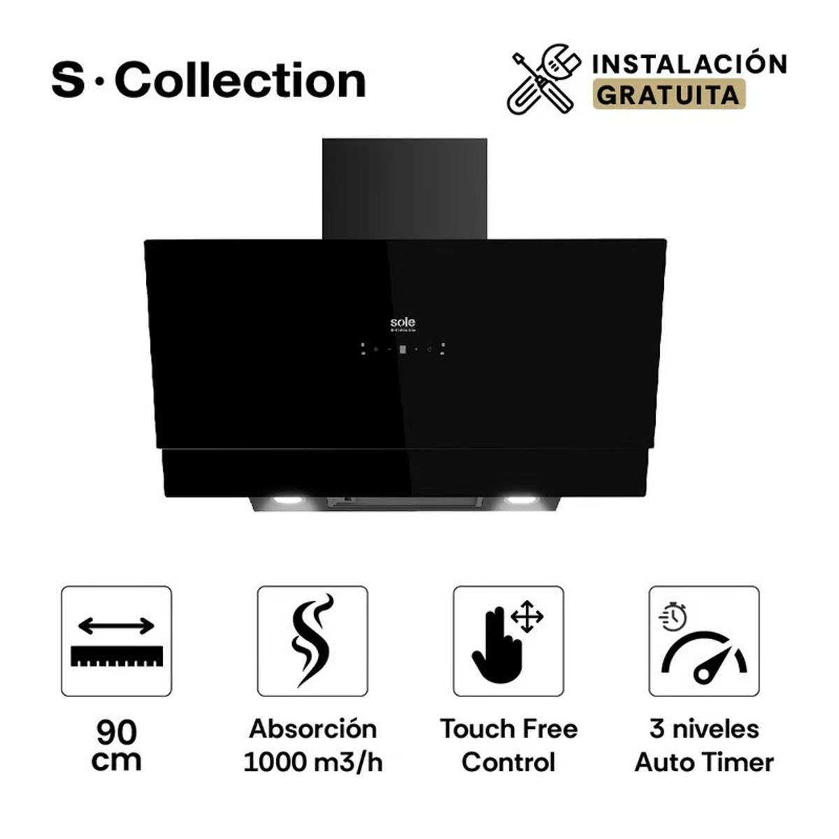 SOLE - Campana Empotrable Decorativa 90 cm TURE81CO