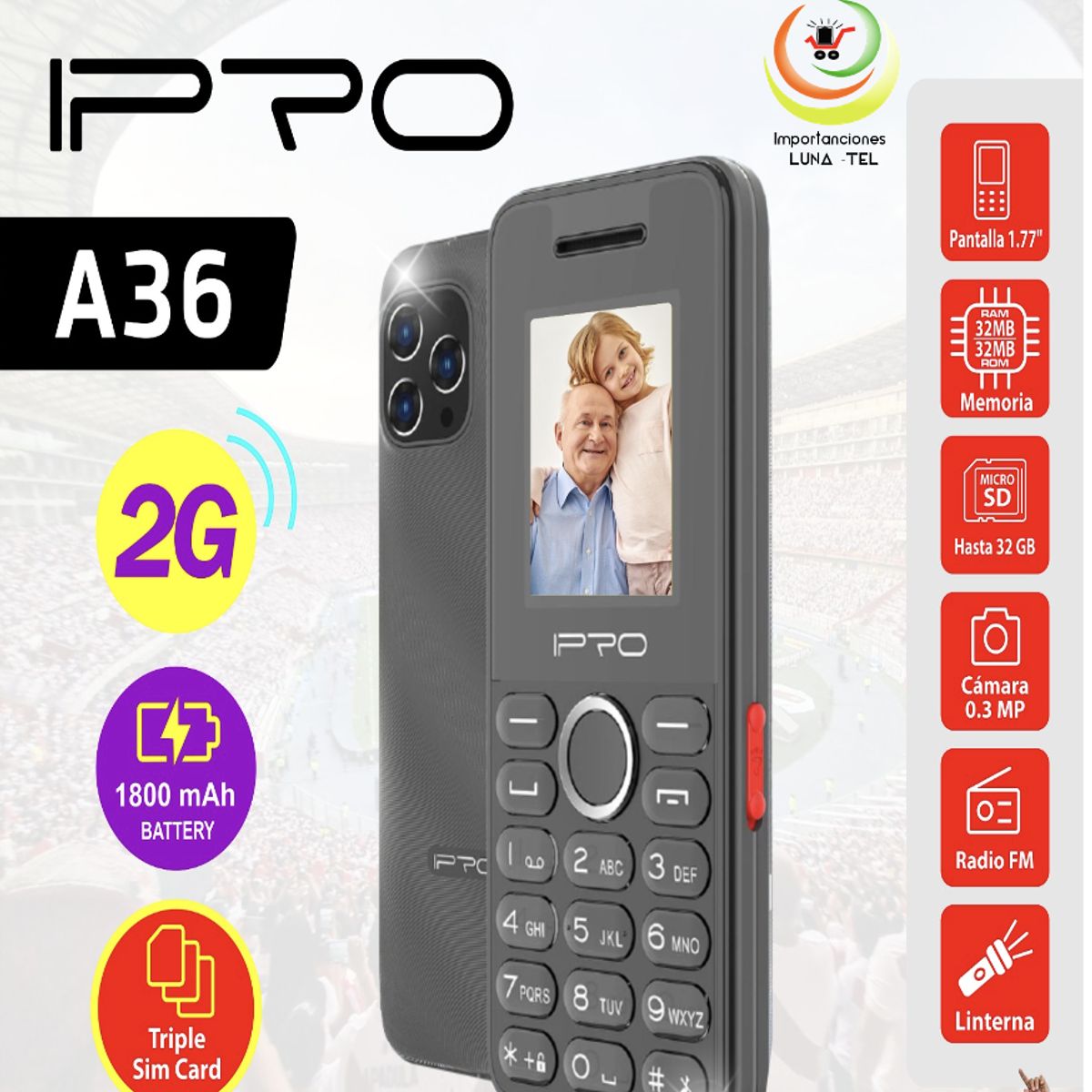 IPRO - CELULAR BASICO  IPRO A36  2G PANTALLA  1.8"