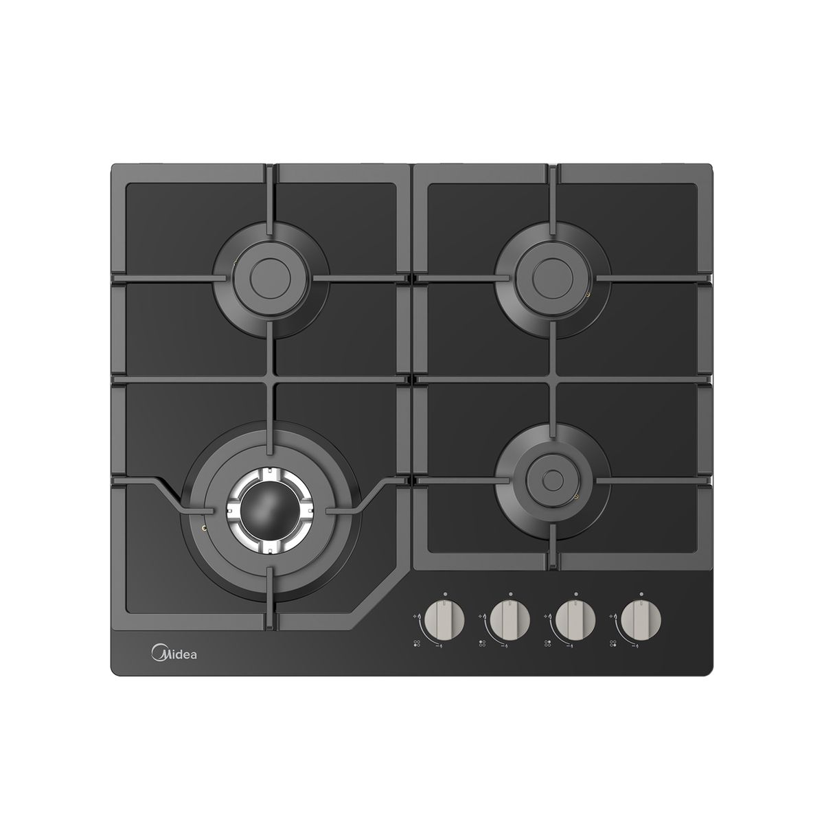 MIDEA - Cocina Empotrable 24" (60 cm) 4 Quemadores Vidrio Templado Negro Midea