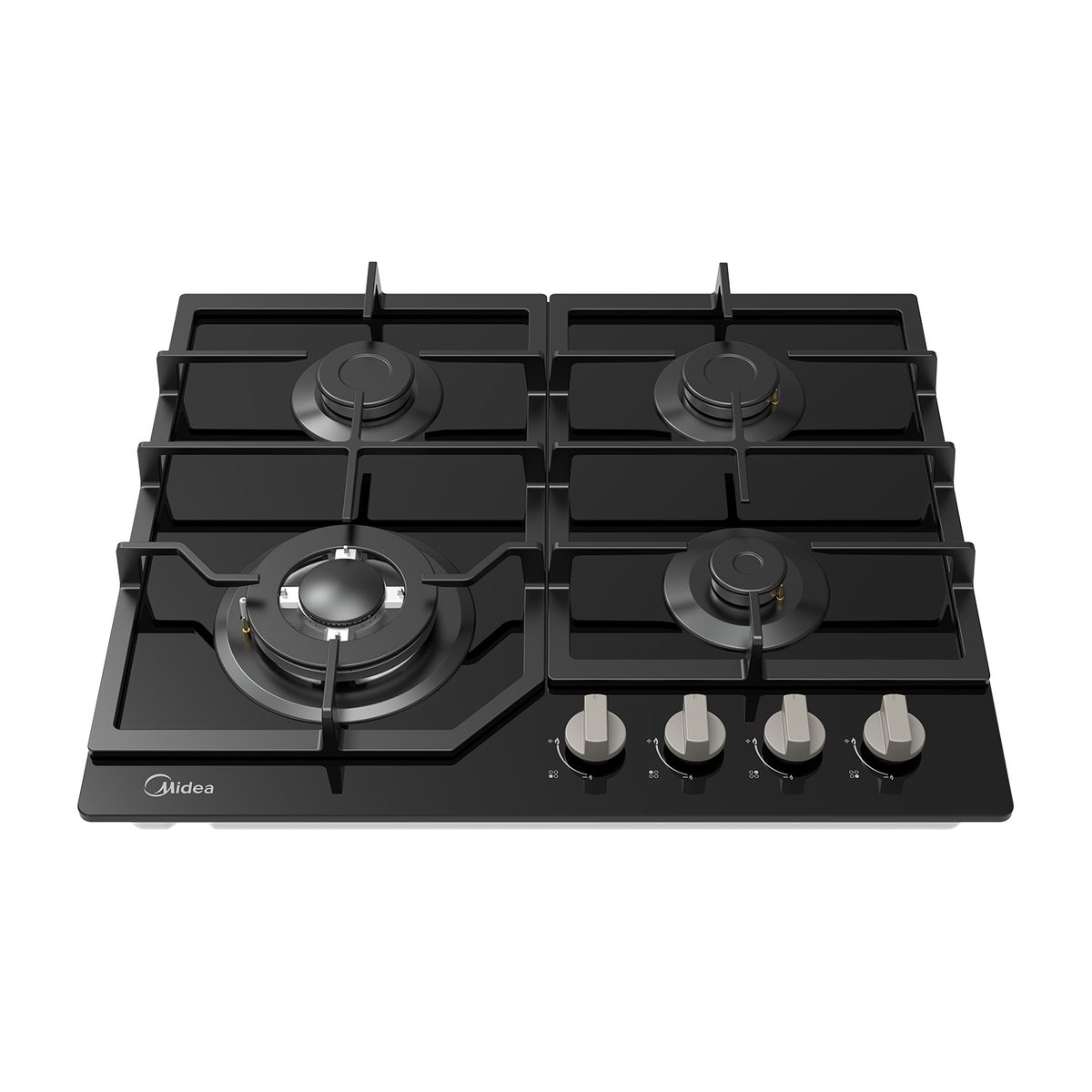 MIDEA - Cocina Empotrable 24" (60 cm) 4 Quemadores Vidrio Templado Negro Midea