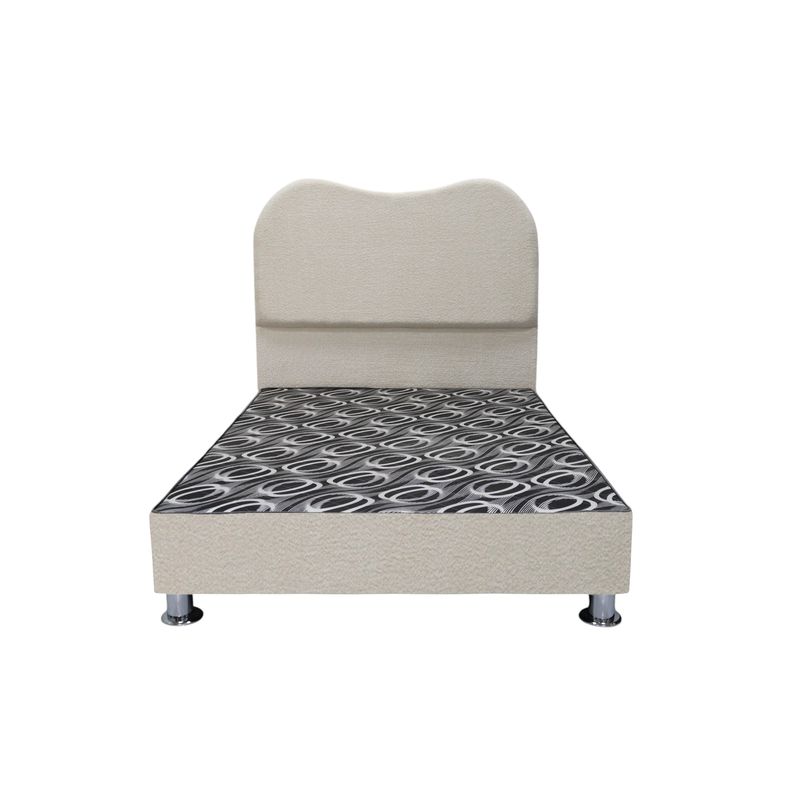 MUEBLES MACRUMO - Cama tapizada Milano - 1.5 Plz - Beige Antifluido