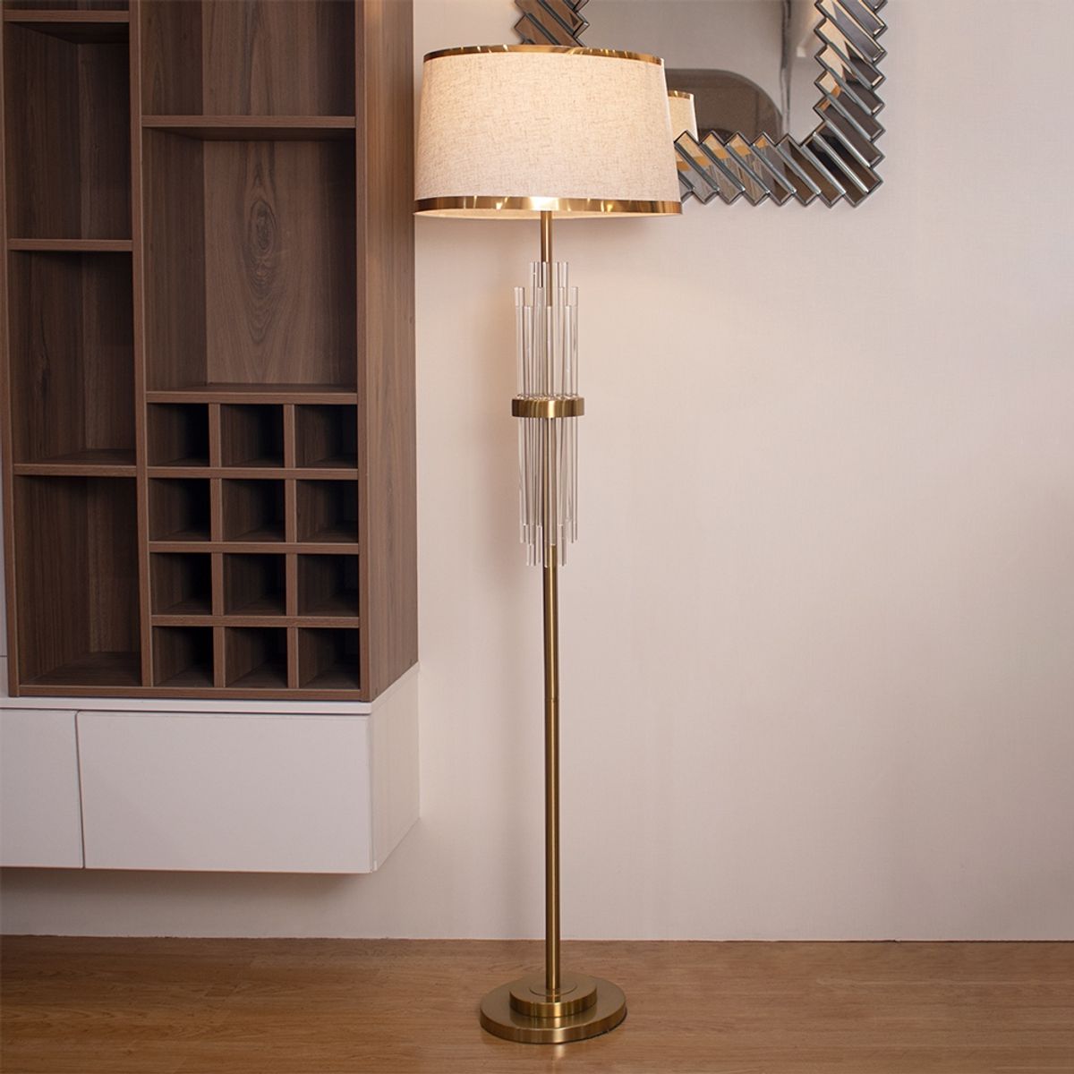 PANADECOR - Lámpara De Piso Panadecor Elegante 160Cm De Cristal Y Hierro