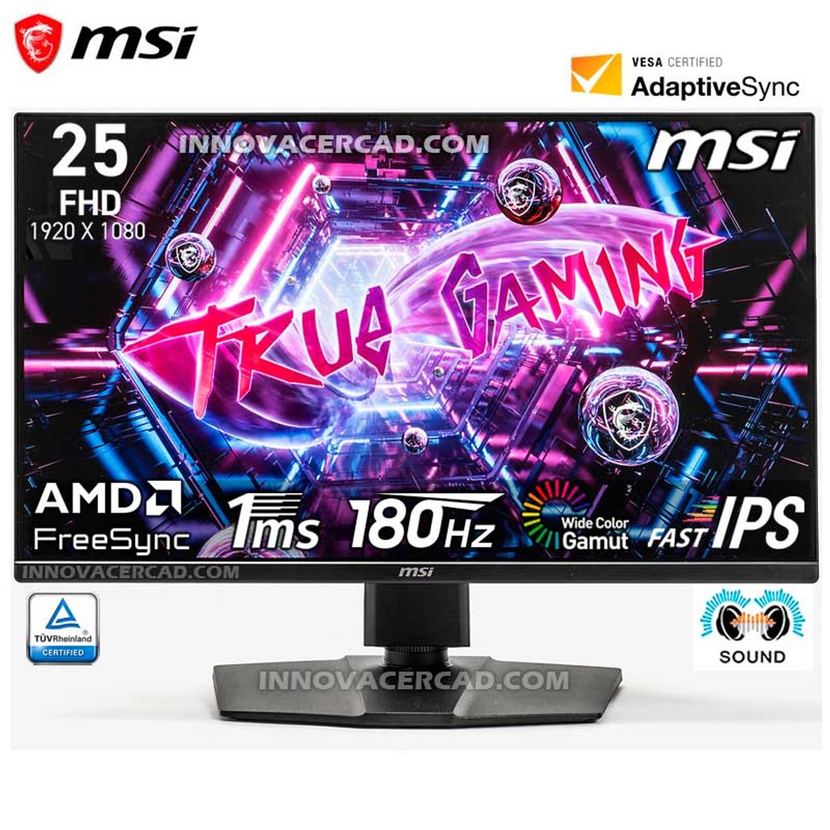 MSI - Monitor Gaming MSI G255PF E2 24.5 Full HD Fast IPS 180Hz, 1ms, Pivot