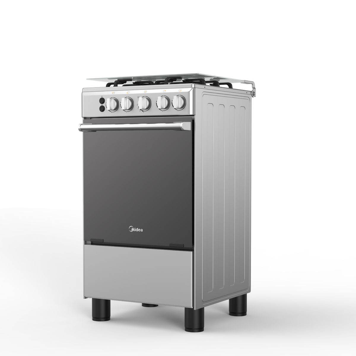 MIDEA - Cocina a Gas Midea 20'' 4 Quemadores Puerta Espejo Silver