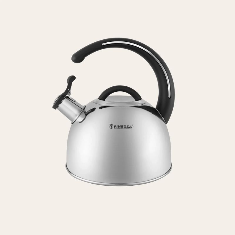 FINEZZA - Tetera Finezza de Acero Inox Negra 3 Litros con Silbato – FF-T0048