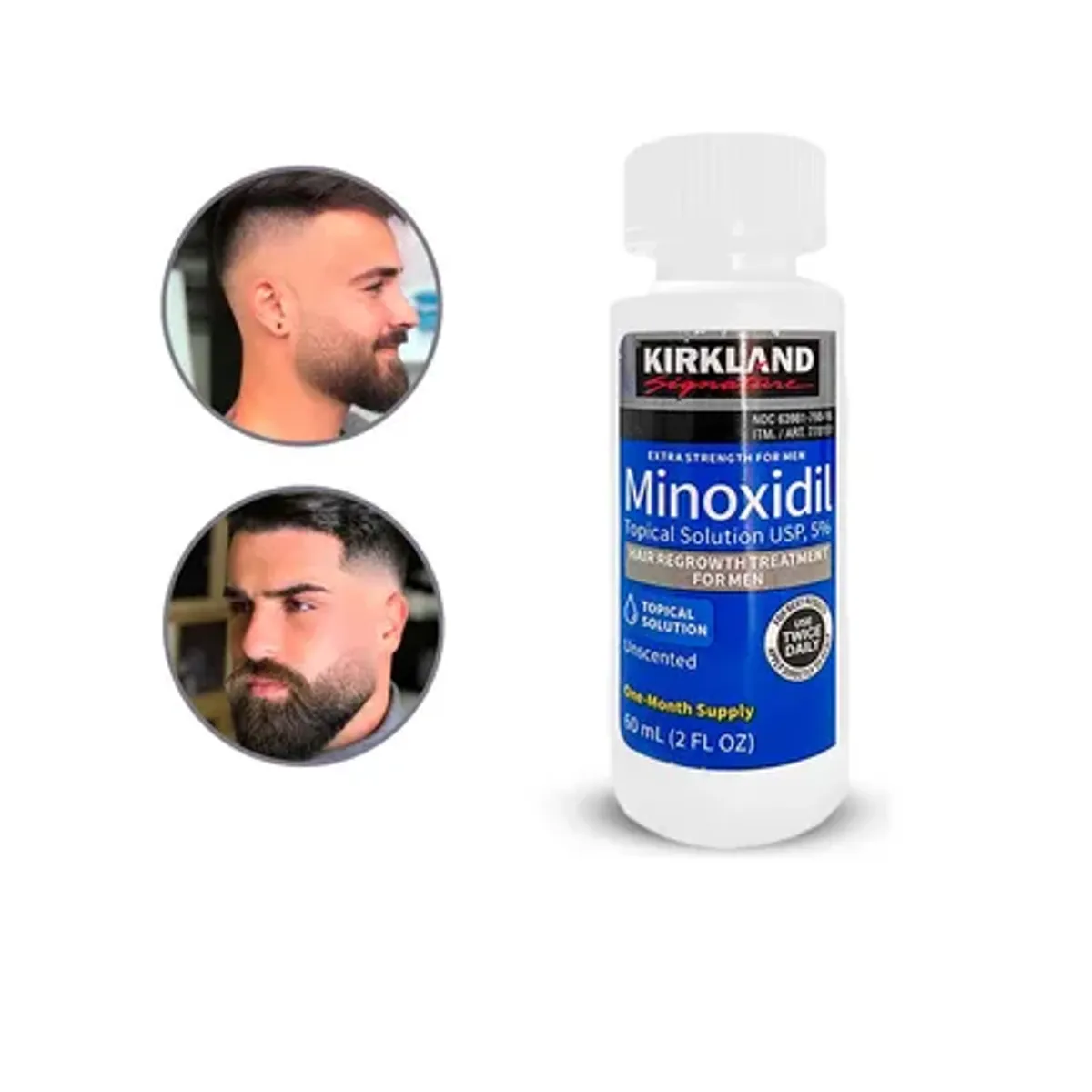 KIRKLAND - Minoxidil Kirkland 5% frasco y gotero barba y cabello