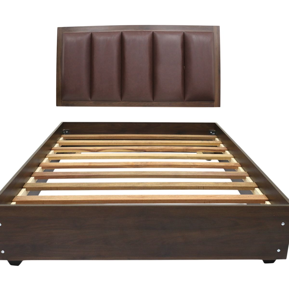 MUEBLES MACRUMO - Cama de melamina tapizada de ultra cuero modelo Cali - King  Plz - Marrón