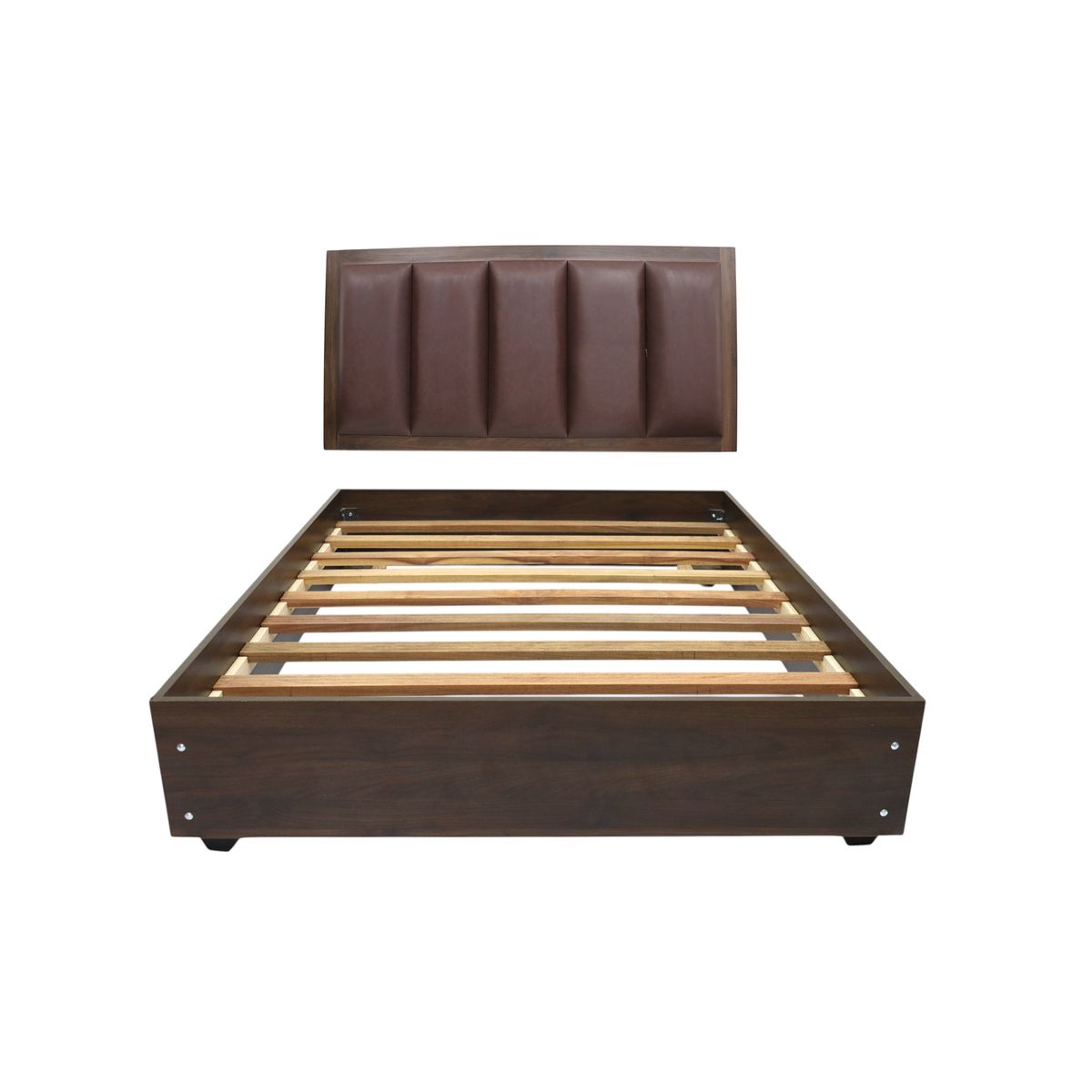 MUEBLES MACRUMO - Cama de melamina tapizada de ultra cuero modelo Cali - King  Plz - Marrón