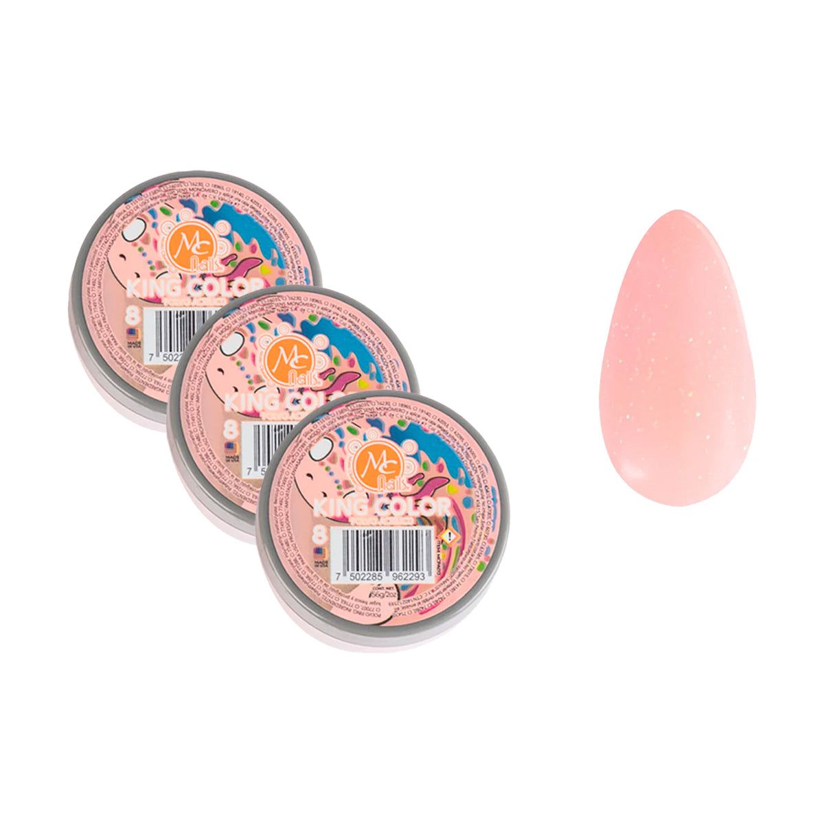 GENERICO - Polvo Acrilico King Color 8  Mc Nails 3 Unid