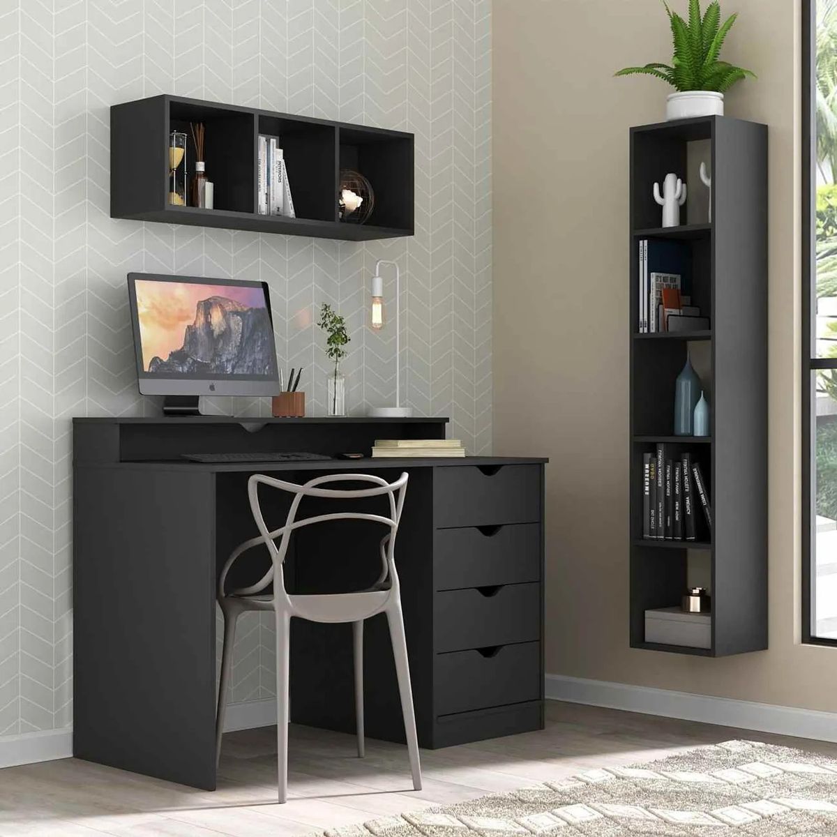 VENTITAS HOME - Escritorio Vintage Mónaco 4 Cajones Ventitas Home Color Negro