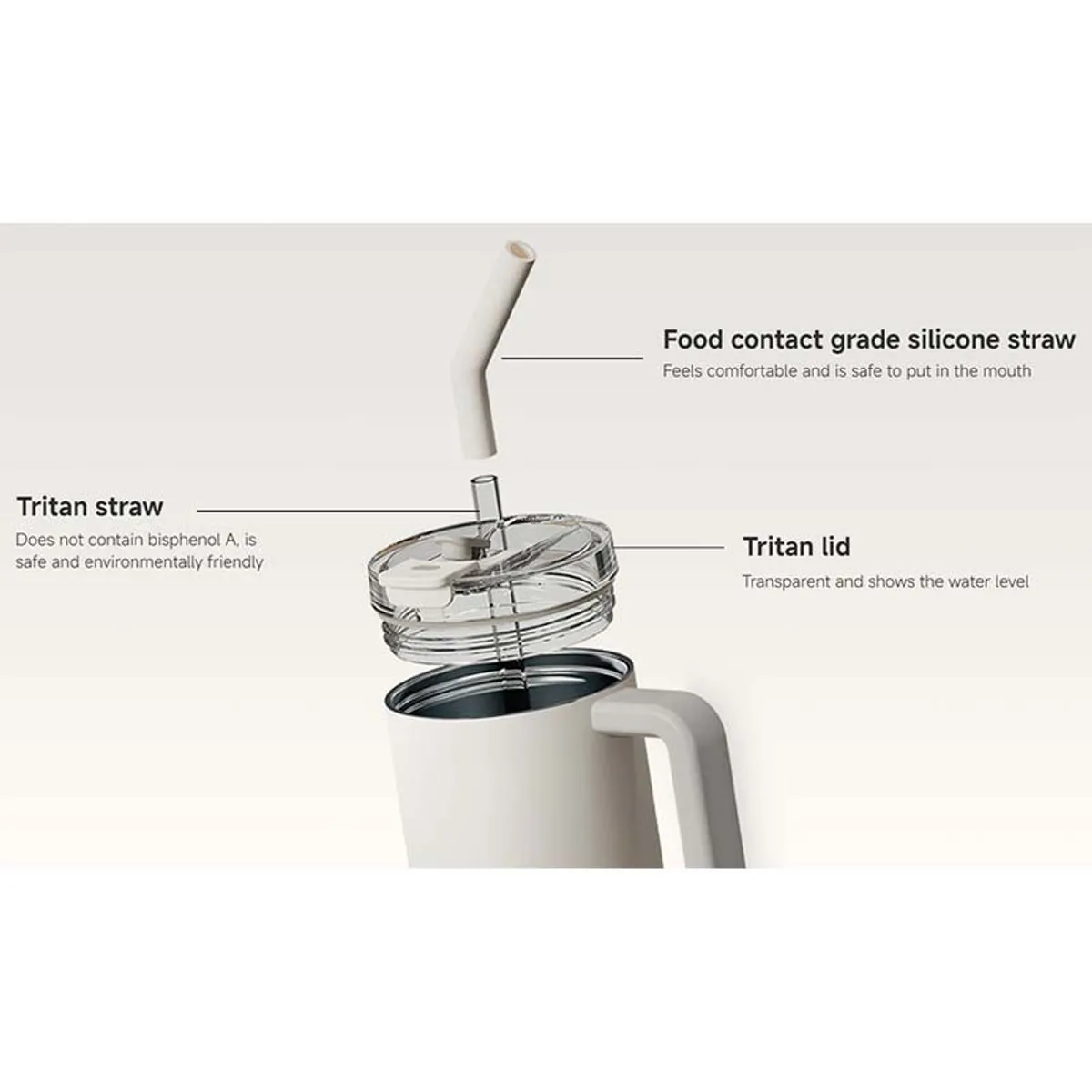 XIAOMI - STRAW MUG XIAOMI COLOR BLANCO 1 L - VASO TOMATODO ACERO