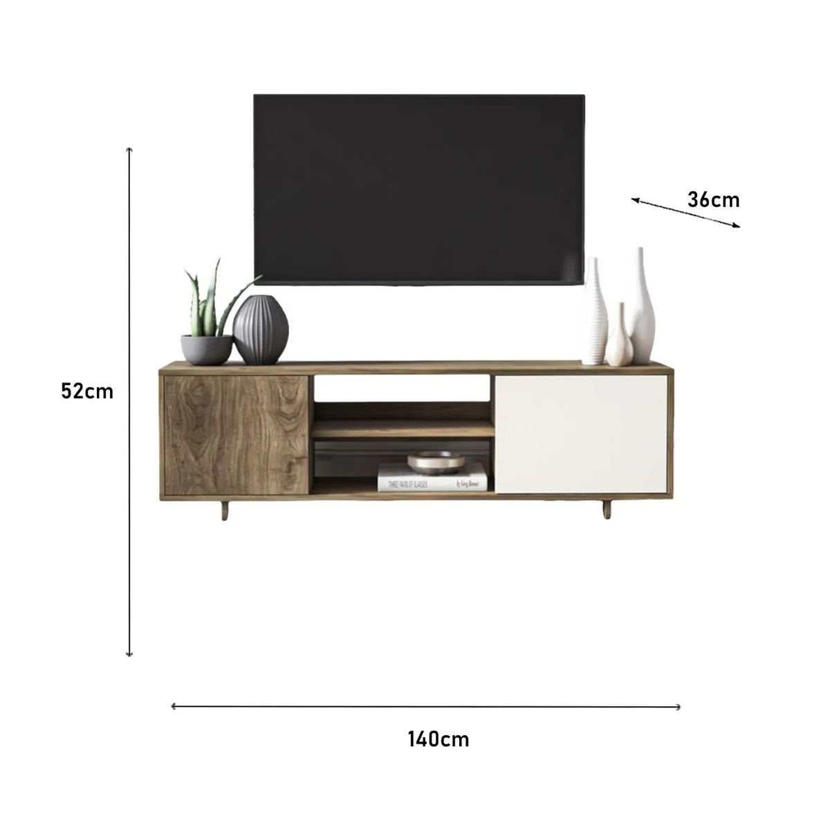VENTITAS HOME - Mesa de TV 75” Sherry Ventitas Home Duna y Blanco