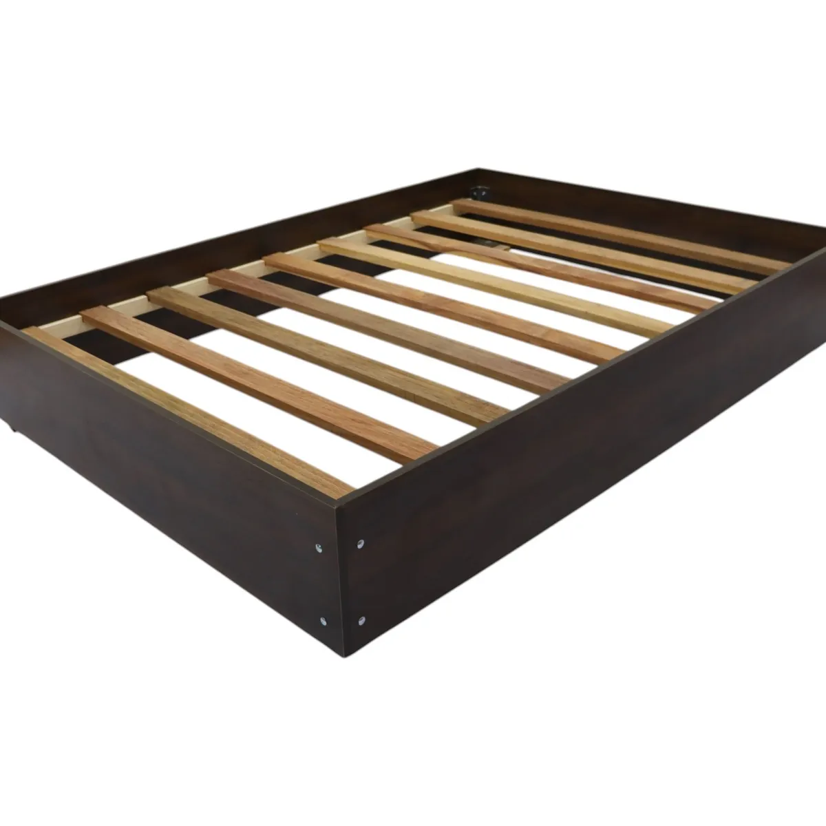 MUEBLES MACRUMO - Cama de melamina tapizada de ultra cuero modelo Lima - Queen Plz - Marrón