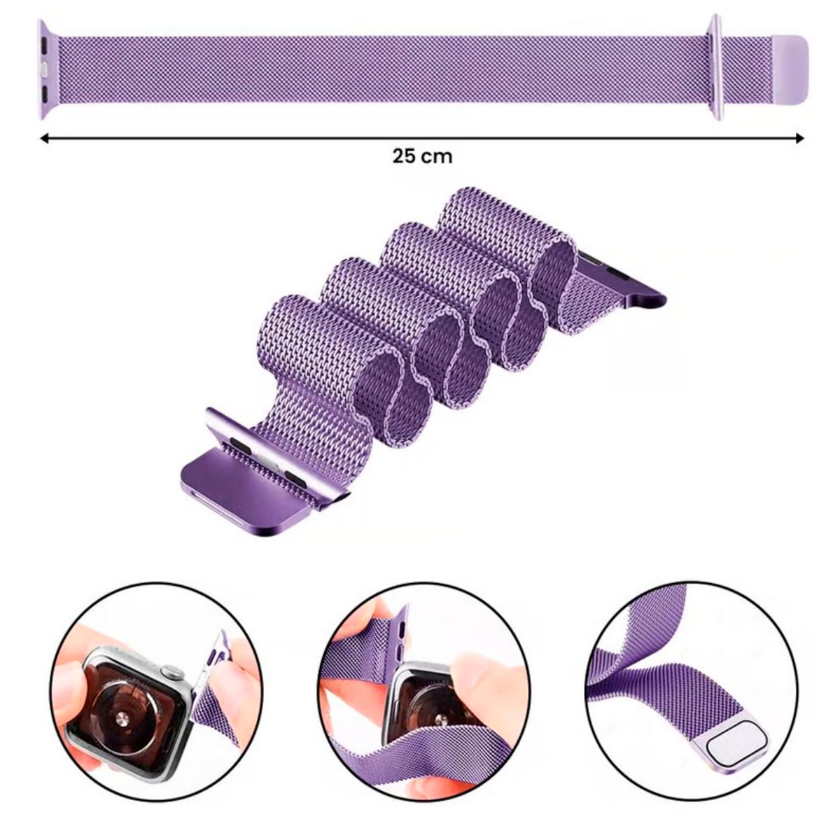 GENERICO - Correa Milanese Imantada Para Apple Watch 40mm Lila