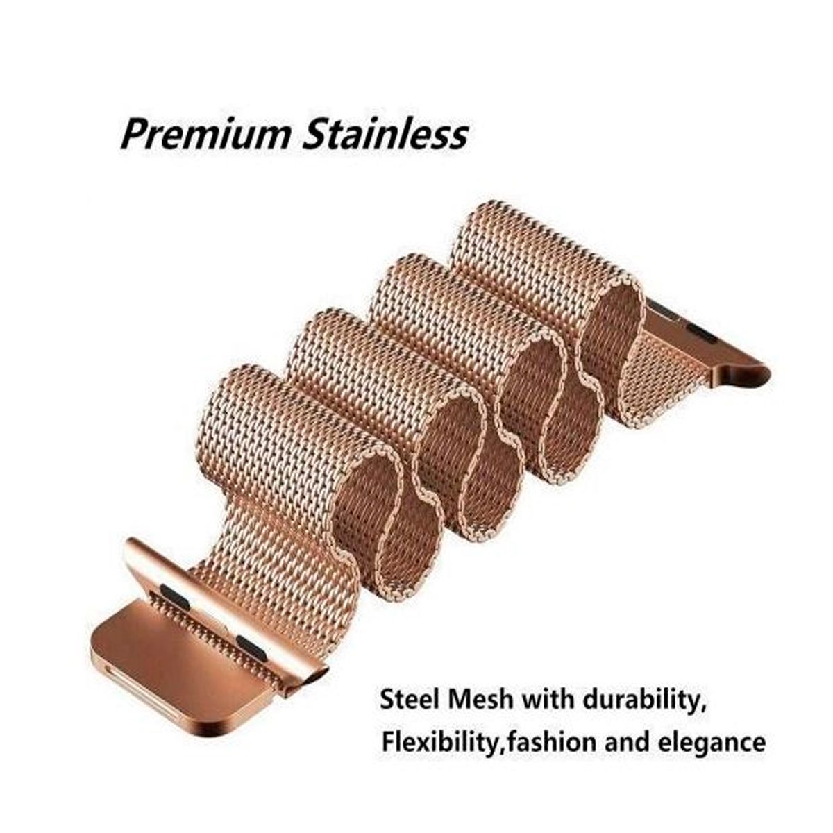 GENERICO - Correa Milanese Imantada Para Apple Watch 44mm Rosa Gold