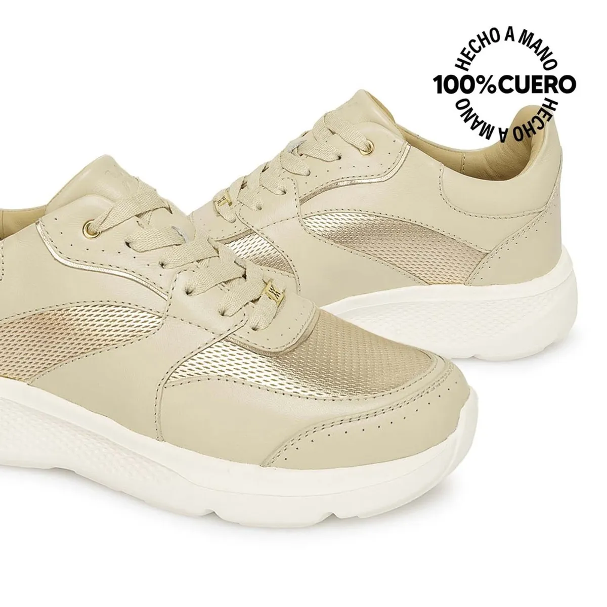 VIALE - Zapatilla Casual REC-2502 Marfil Viale Cuero