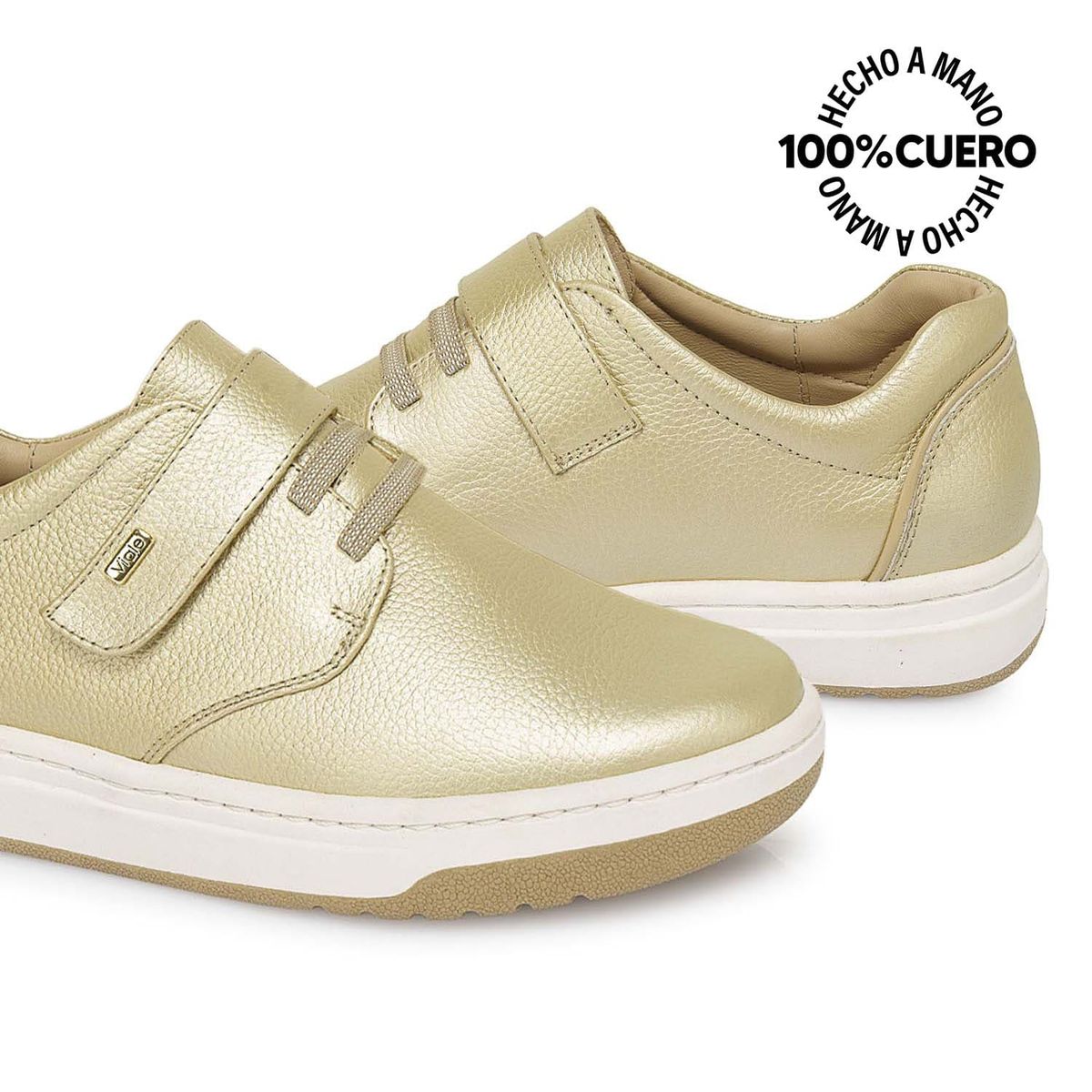 VIALE - Zapato Slip On Casual SHAM-2510 Dorado Viale Cuero