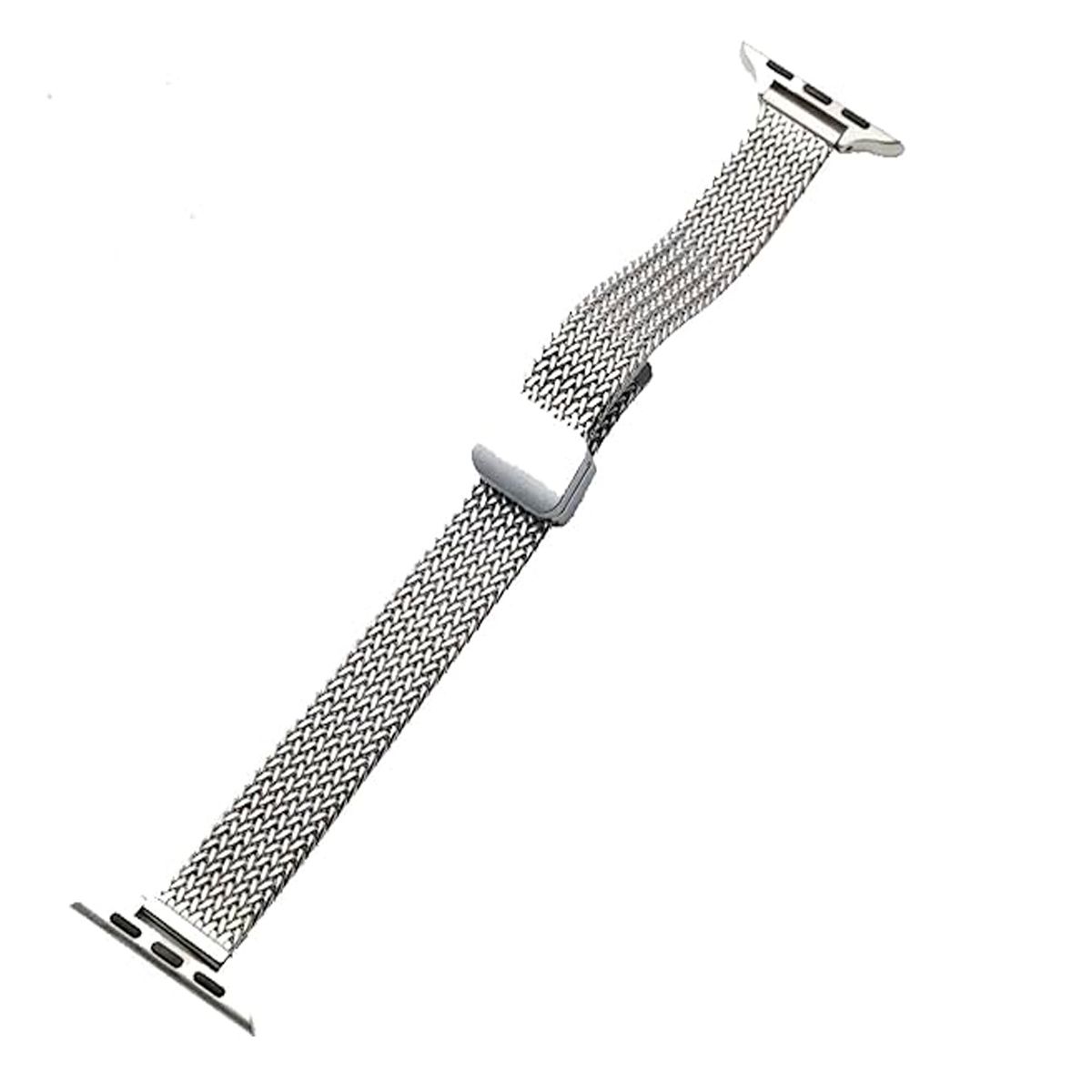 GENERICO - Correa De Metal Con Malla En Espiga Para Apple Watch 42 Mm Plateado