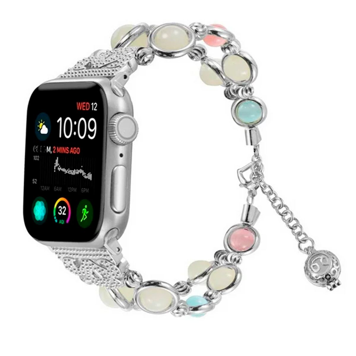 GENERICO - Correa De Perlas Luminosas Para Apple Watch 38mm Plata
