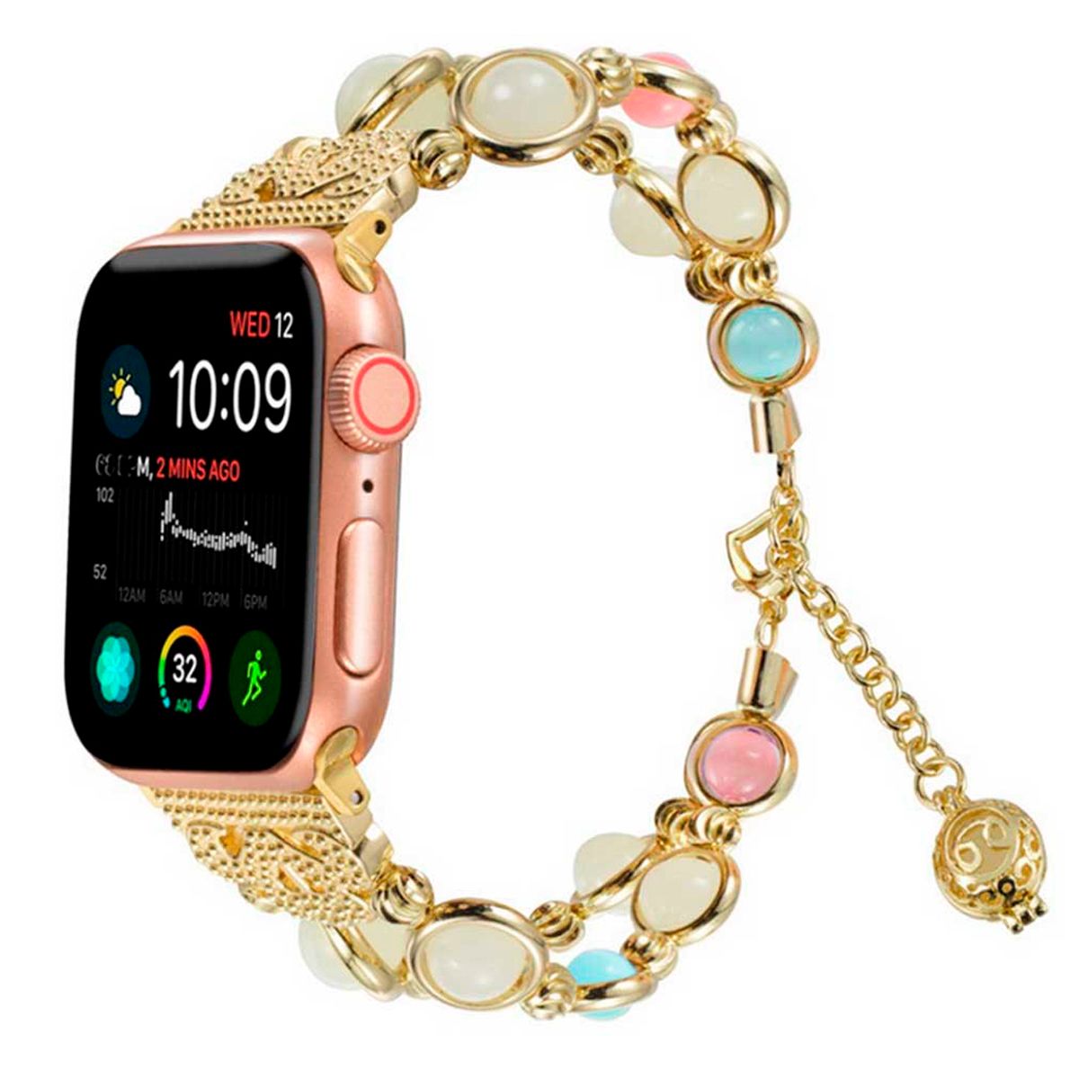 GENERICO - Correa De Perlas Luminosas Para Apple Watch 44mm Dorado