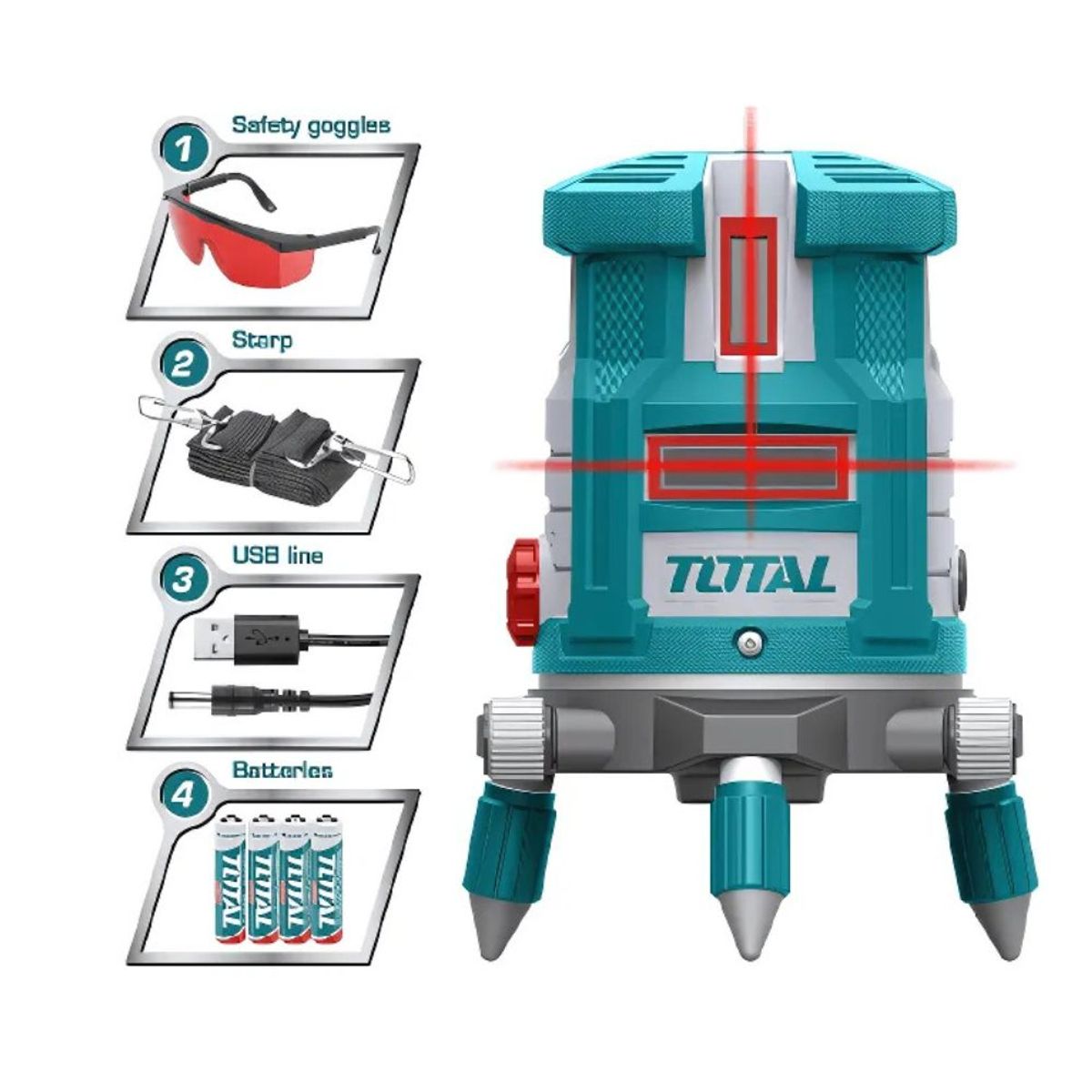 TOTAL TOOLS - NIVEL LÁSER TOTAL AUTONIVELANTE 5 LINEAS 0-30M TLL306505