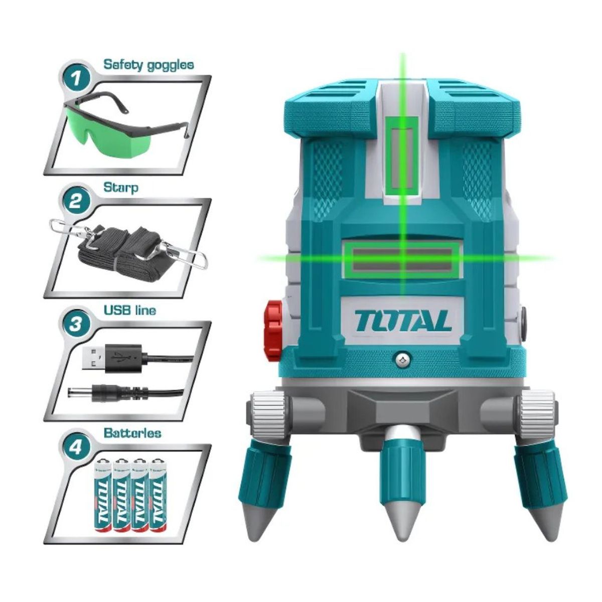 TOTAL TOOLS - Nivel laser autonivelante industrial verde total TLL305205