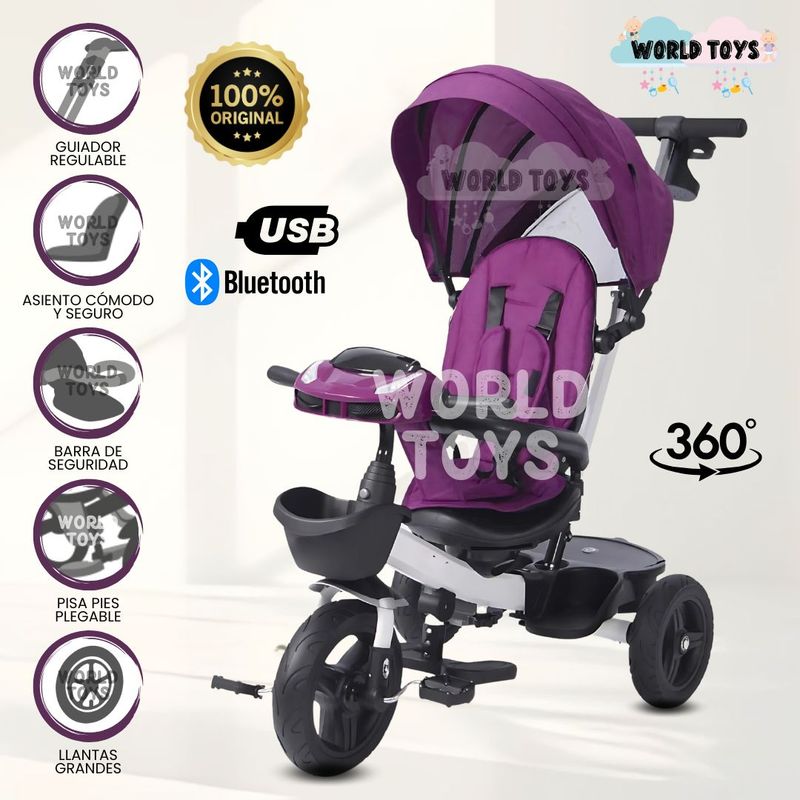 EBABY - Triciclo Guiador 3 En 1 «ARIA» Purple