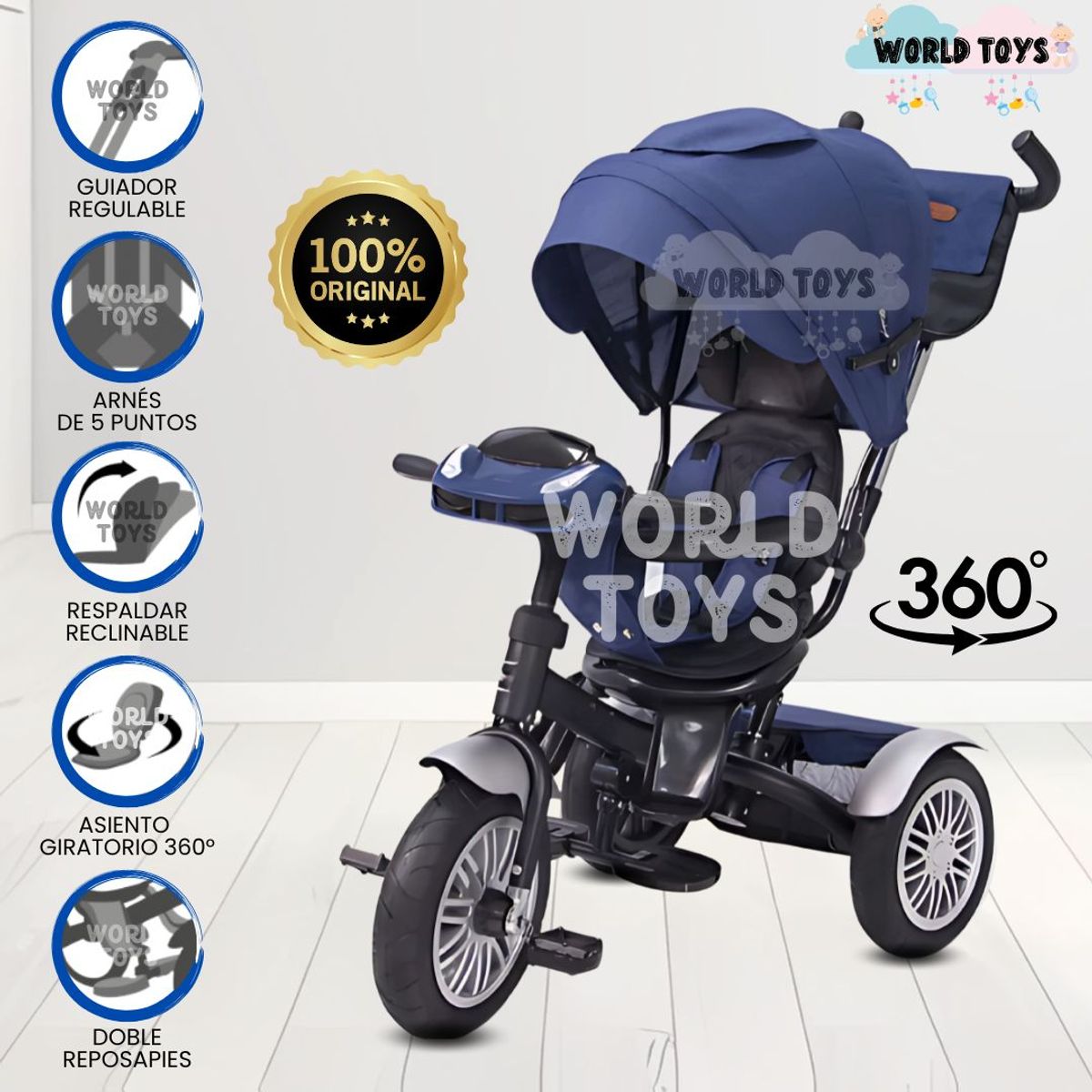 EBABY - Triciclo Guiador 3 En 1 «ZOE» Blue