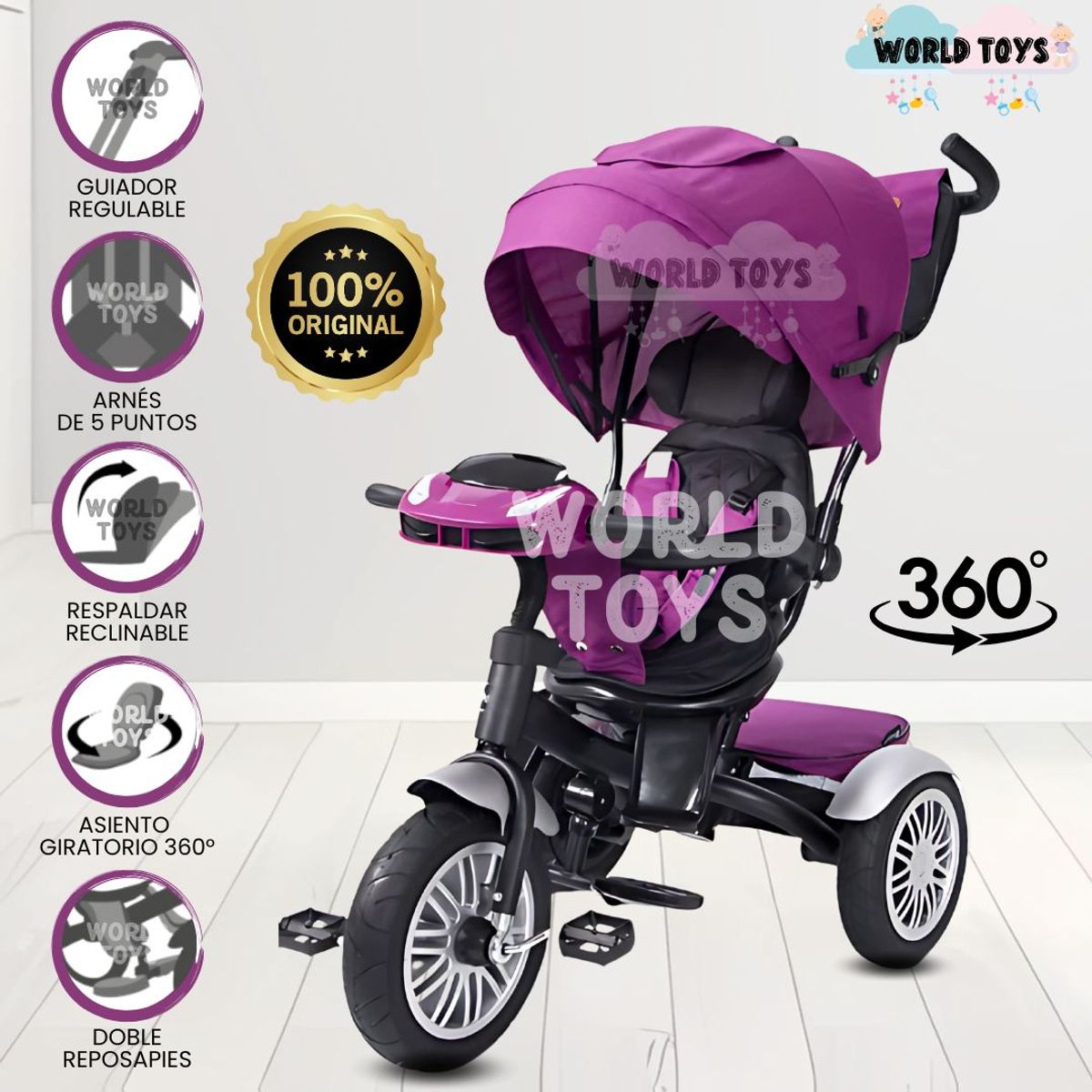 EBABY - Triciclo Guiador 3 En 1 «ZOE» Pink