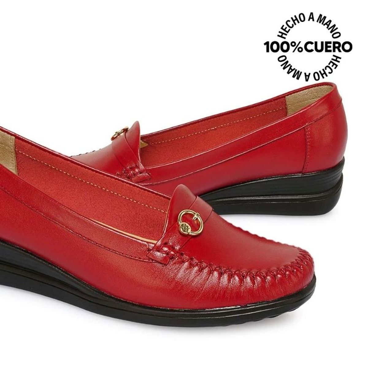 VIALE - Zapato Mocasín Casual DK-2512 Rojo Viale Cuero