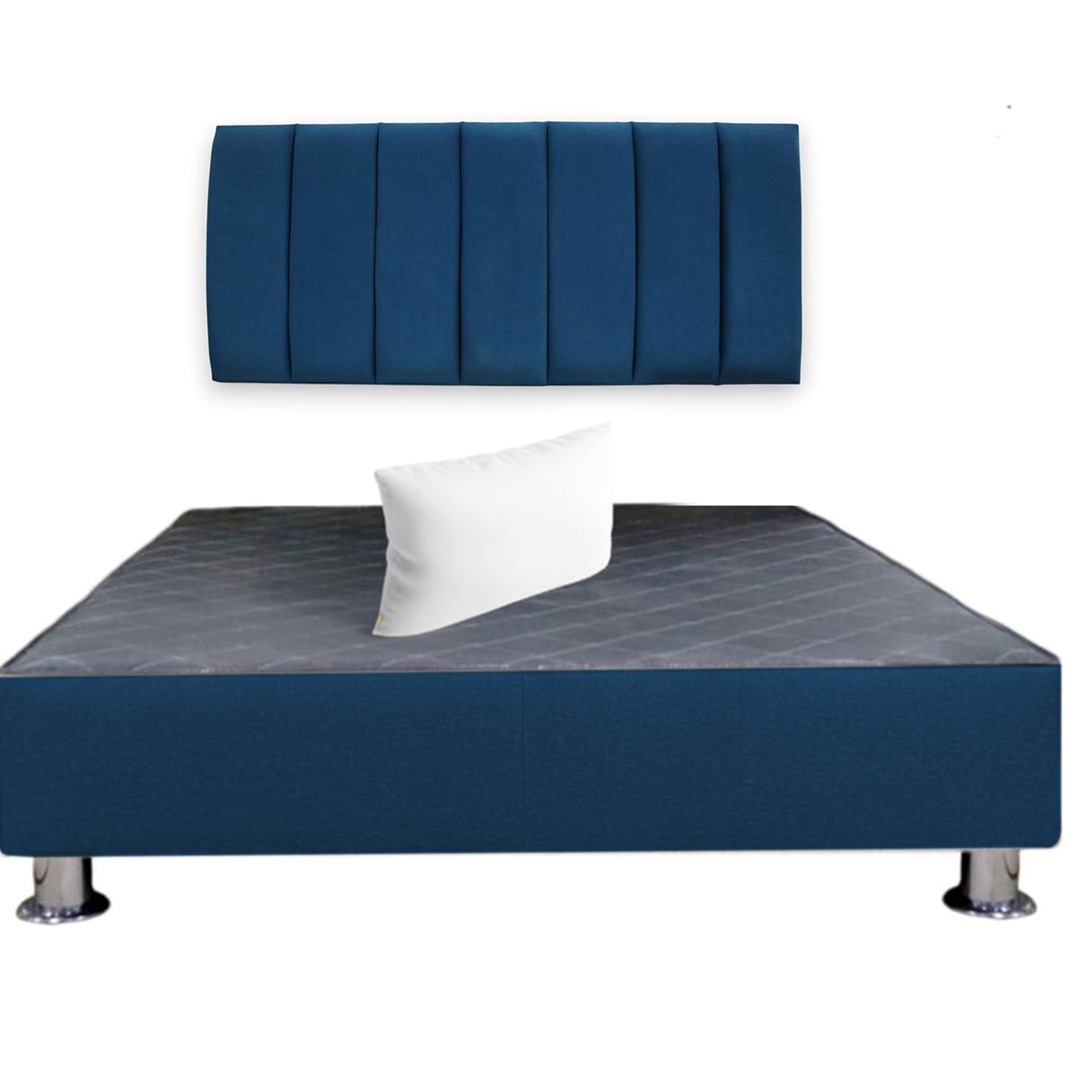 MUEBLES MACRUMO - Cama tapizada Aurea + almohada - King Plz - Color Azul