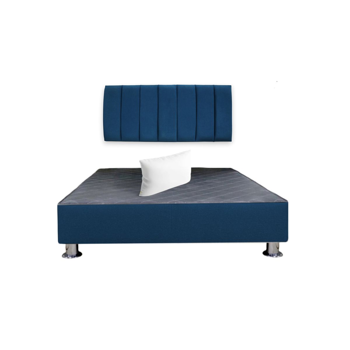 MUEBLES MACRUMO - Cama tapizada Aurea + almohada - King Plz - Color Azul