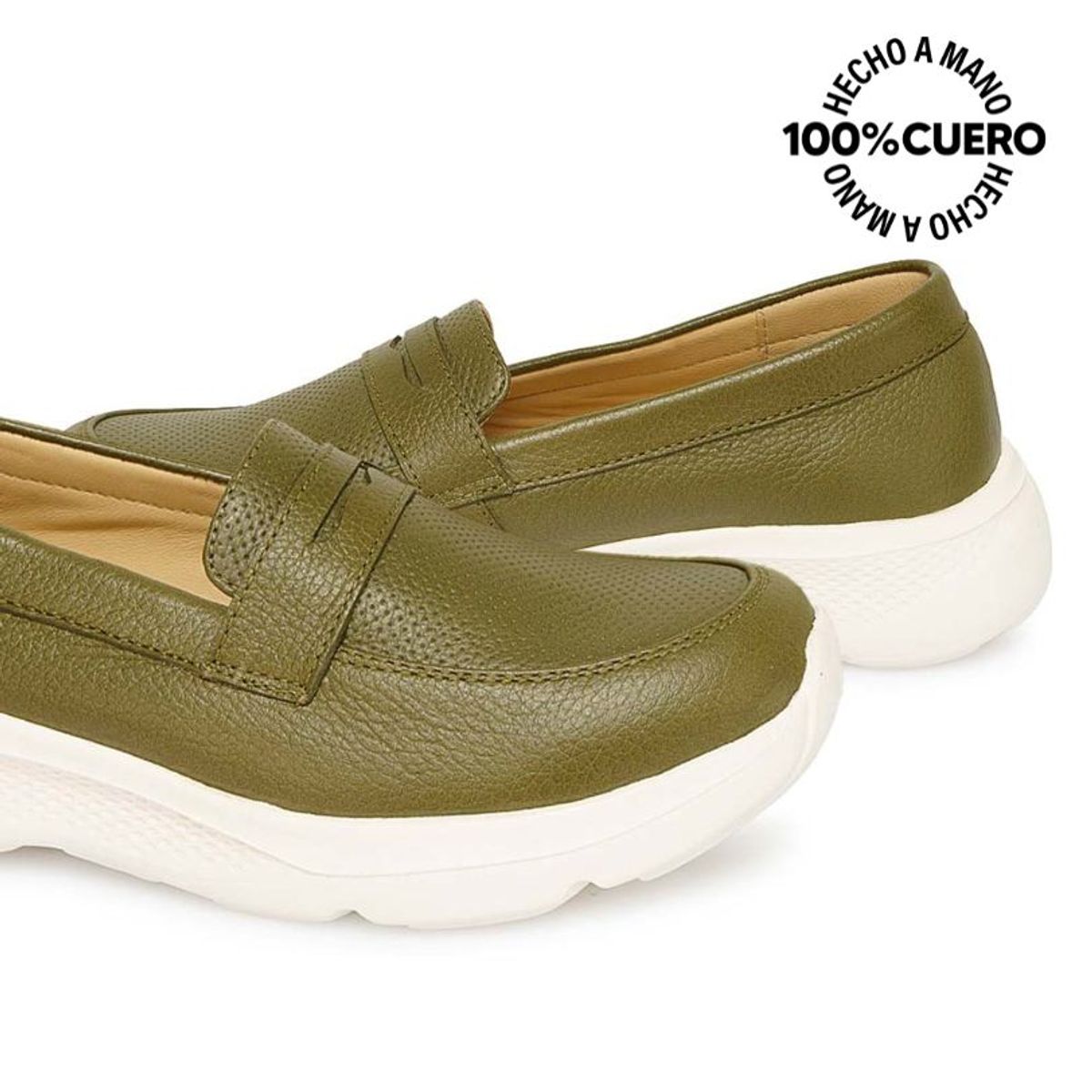 VIALE - Zapato Mocasín Casual REC-2513 Verde Viale Cuero