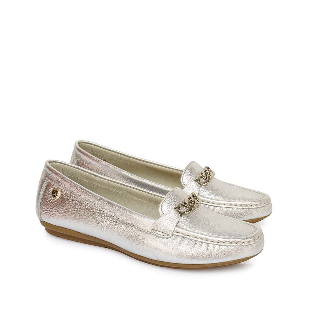 VIALE - Zapato Mocasín Casual CORE-2504 Plata Viale Cuero