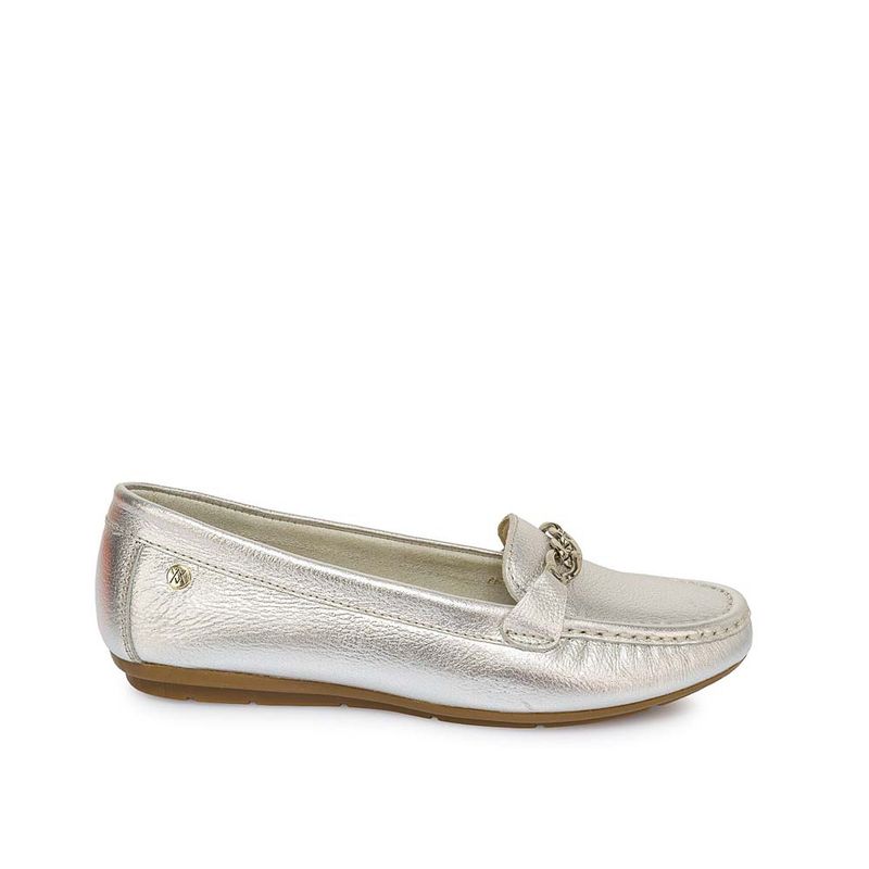 VIALE - Zapato Mocasín Casual CORE-2504 Plata Viale Cuero