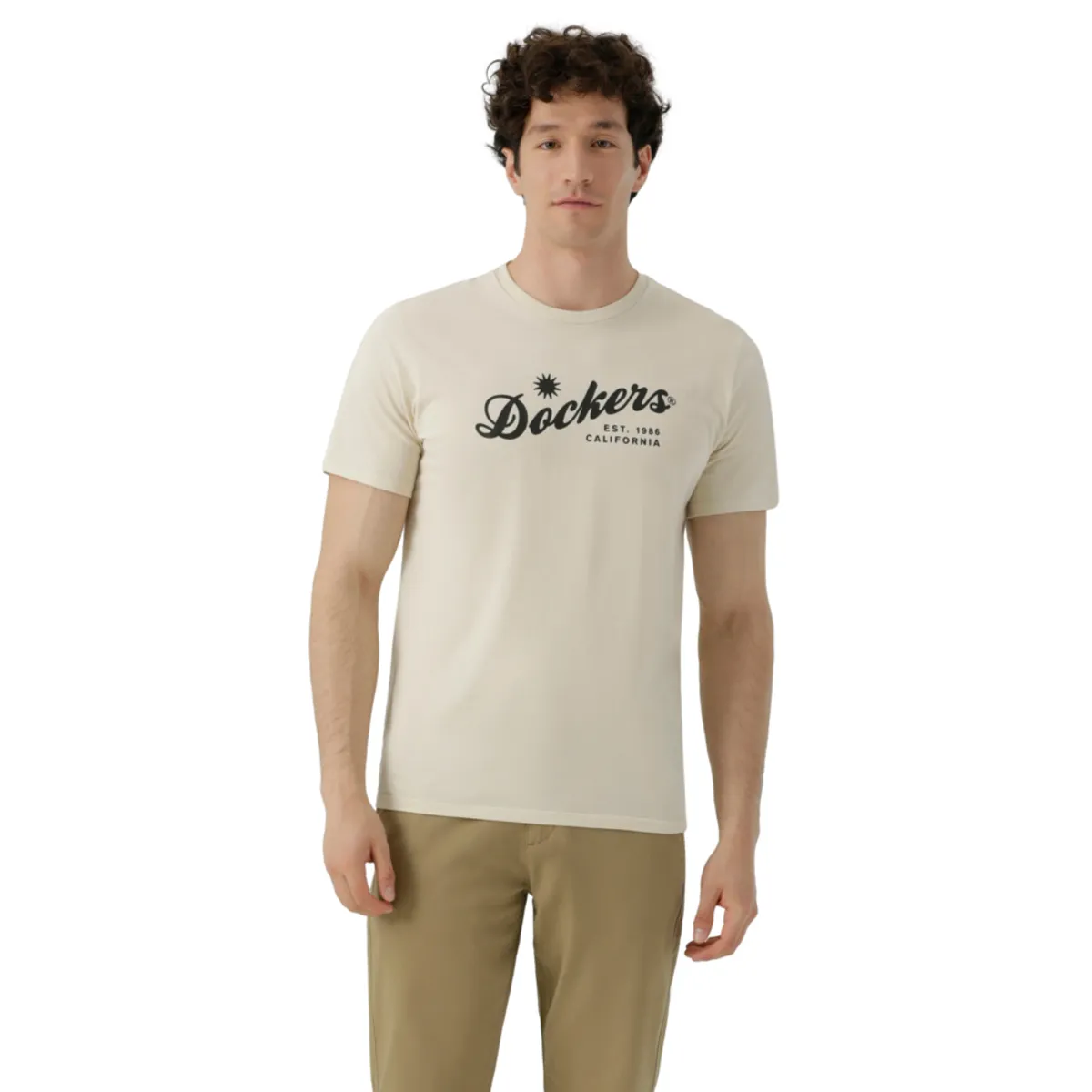 DOCKERS - Polo Hombre Logo Tee Slim Fit Crema Dockers