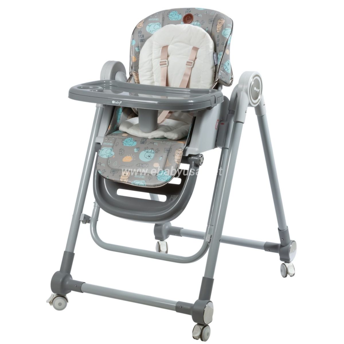 EBABY - Silla de comer Plegable con mecedora GRAVY PLOMO