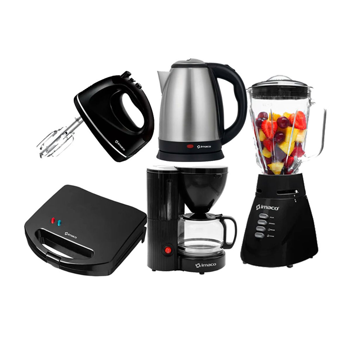 IMACO - Combo Licuadora Imaco+ Cafetera+Hervidor+Sandw +Batidora