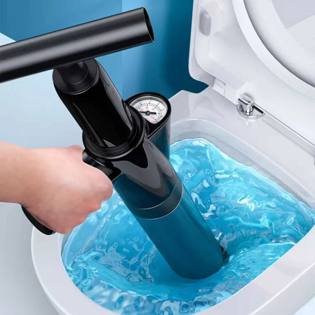 ELMEJORPRECIO - Desatorador De Drenaje Con Aire A Presión Acero Inoxidable Negro